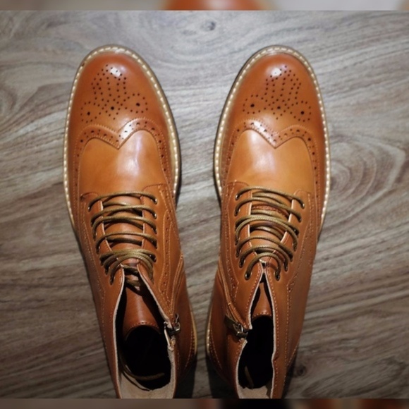 Mens "Bruno" Tan Ankle Boots/Oxfords - Picture 2 of 3
